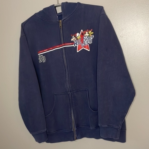 DISNEY | Women’s DISNEY “ALL STAR CREW” Full Zip Navy Blue Hooded Sweatshirt - Picture 4 of 9